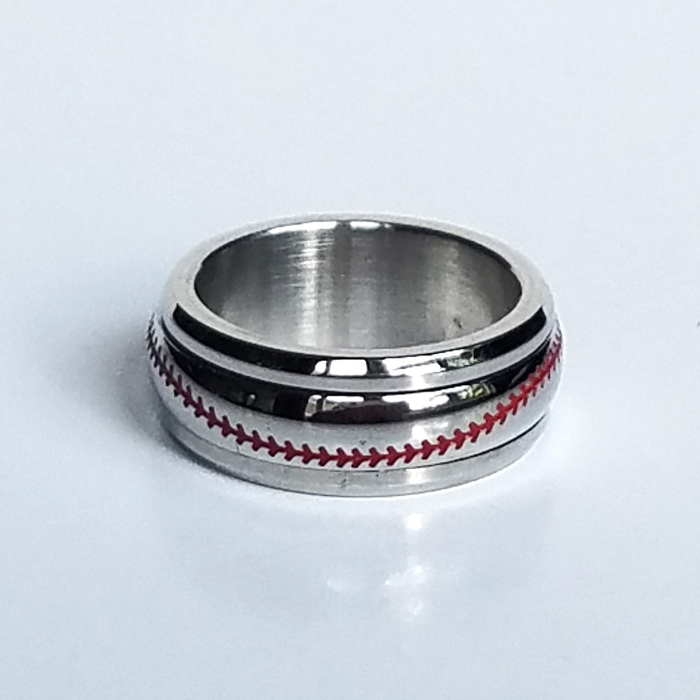 Men's Rings with Baseball Pattern - Picture 4 of 6